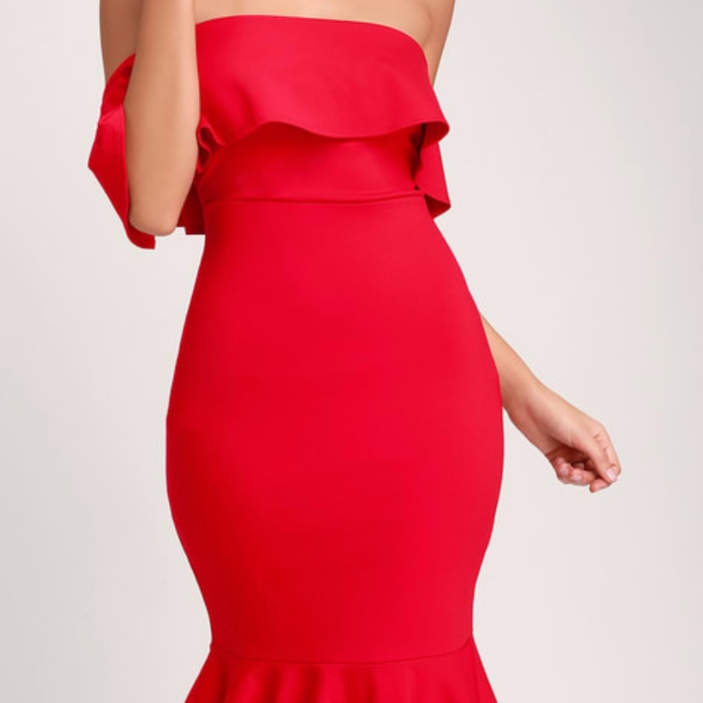 Condfidence Boost Red off the shoulder dress